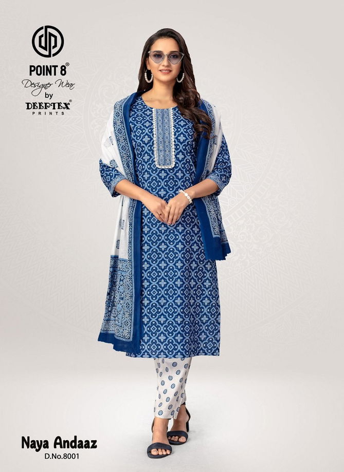 Naya Andaaz Vol 8 By Deeptex Cotton Printed Kurti With Bottom Dupatta Wholesale Online
